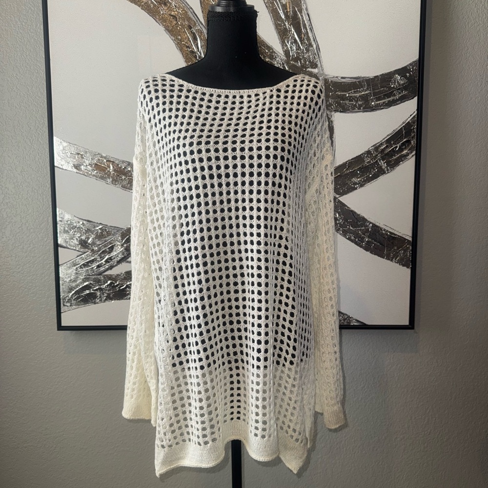 Open-Knit Off-White Beach Coverup